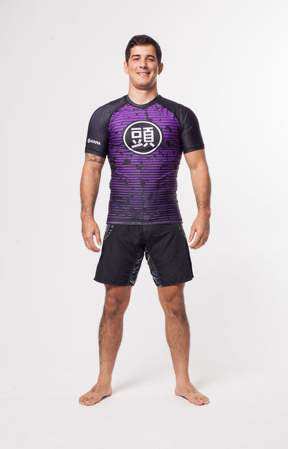 ATAMA PURPLE RANKED RASH GUARDS - SHORT SLEEVE